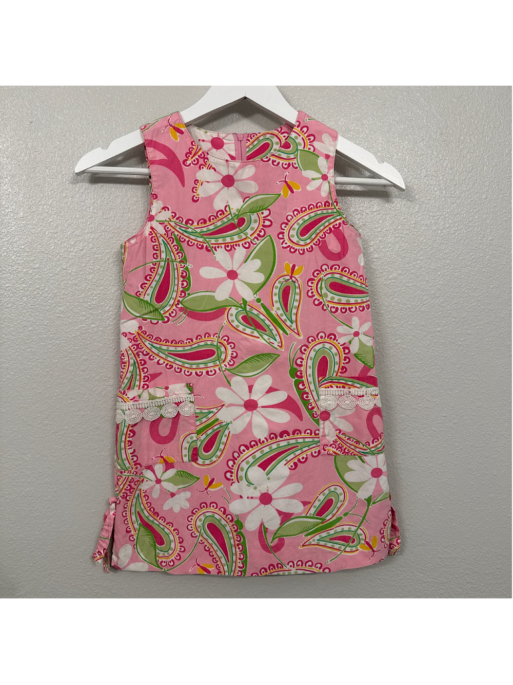 Lilly Pulitzer Girls Little Lilly Classic Shift Paisley Gator Dress Pink Size 6X